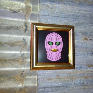Ski Mask with Gold Teeth Framed Art Print By Neon Nicho